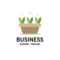 Growth Leaf Plant Spring Business Logo Template Flat Color vector