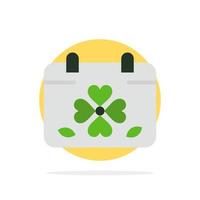 Calendar Clover Day Leaf Patrick Abstract Circle Background Flat color Icon vector