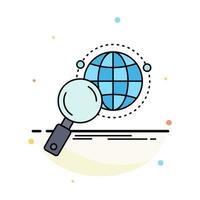 global globe magnifier research world Flat Color Icon Vector