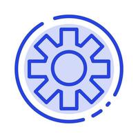 Setting Cog Gear Blue Dotted Line Line Icon vector