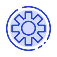 Setting Cog Gear Blue Dotted Line Line Icon vector