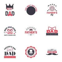 Happy fathers day card 9 Black and Pink Set Vector illustration Editable Vector Design Elements