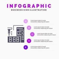 3d arquitectura construcción fabricación hogar sólido icono infografía 5 pasos presentación antecedentes vector