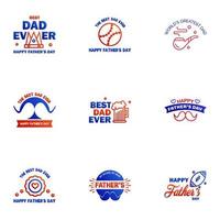 Happy fathers day 9 Blue and red vintage retro type font Illustrator eps10 Editable Vector Design Elements