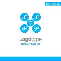 Drone Fly Quad copter Technology Blue Solid Logo Template Place for Tagline vector