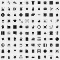 Set of 100 Business Solid Glyph icons vector