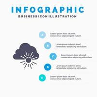 Cloud Nature Spring Sun Solid Icon Infographics 5 Steps Presentation Background vector