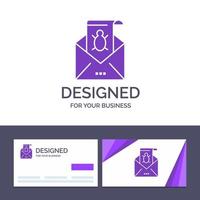 Creative Business Card and Logo template Bug Emails Email Malware Spam Threat Virus Vector Illustration