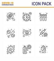 9 Line viral Virus corona icon pack such as crying plasm experiment microbe bacterium viral coronavirus 2019nov disease Vector Design Elements