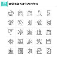 25 Business And Teamwork icon set vector background