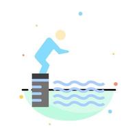 Diving Jump Platform Pool Sport Abstract Flat Color Icon Template vector