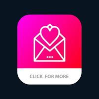 carta tarjeta de correo carta de amor botón de aplicación móvil versión de línea de android e ios vector