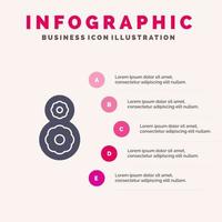 Eight 8th 8 Flower Infographics Presentation Template 5 Steps Presentation vector