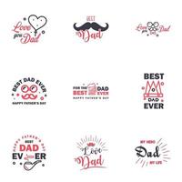 9 Black and Pink Happy Fathers Day Design Collection A set of twelve brown colored vintage style Fathers Day Designs on light background Editable Vector Design Elements