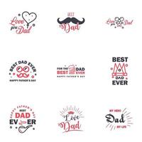 9 Black and Pink Happy Fathers Day Design Collection A set of twelve brown colored vintage style Fathers Day Designs on light background Editable Vector Design Elements