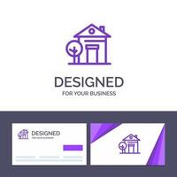tarjeta de visita creativa y plantilla de logotipo edificio casa casa hotel vector ilustración