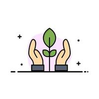 Conservation Plant Hand Energy Business Logo Template Flat Color vector