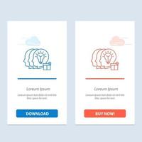 idea compartir transferir personal azul y rojo descargar y comprar ahora plantilla de tarjeta de widget web vector