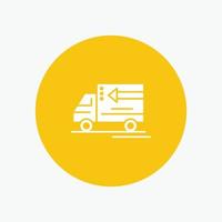 camión entrega bienes vehículo blanco glifo icono vector