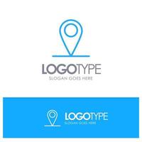 Global Location Pin World Blue Outline Logo Place for Tagline vector