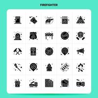 Solid 25 Firefighter Icon set Vector Glyph Style Design Black Icons Set Web and Mobile Business ideas design Vector Illustration