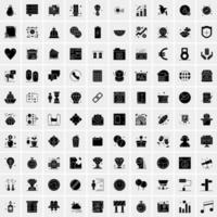 Set of 100 Business Solid Glyph icons vector