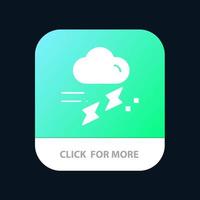 nube lluvia lluvia lluviosa trueno aplicación móvil botón android e ios versión de glifo vector