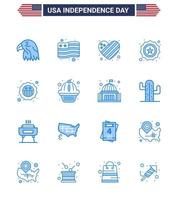 16 Blue Signs for USA Independence Day states american flag flag security Editable USA Day Vector Design Elements