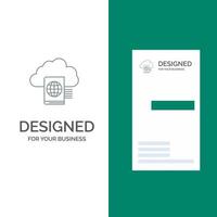 Cloud Reading Folder Upload Grey Logo Design and Business Card Template vector