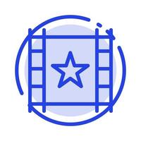 reproductor multimedia corriente estrella azul línea punteada icono de línea vector