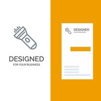 Flashlight Light Torch Flash Grey Logo Design and Business Card Template vector