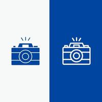 Camera Image Photo Picture Line and Glyph Solid icon Blue banner vector