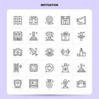 OutLine 25 Motivation Icon set Vector Line Style Design Black Icons Set Linear pictogram pack Web and Mobile Business ideas design Vector Illustration