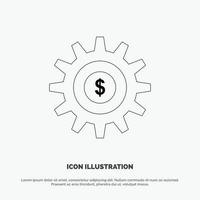 Gear Setting Money Success Line Icon Vector