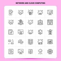 OutLine 25 Network And Cloud Computing Icon set Vector Line Style Design Black Icons Set Linear pictogram pack Web and Mobile Business ideas design Vector Illustration