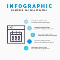 Web Design Calendar Date Line icon with 5 steps presentation infographics Background vector