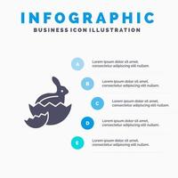 Rabbit Easter Baby Nature Solid Icon Infographics 5 Steps Presentation Background vector