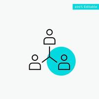 Structure Company Cooperation Group Hierarchy People Team turquoise highlight circle point Vector icon