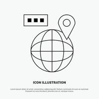 World Map Navigation Location Line Icon Vector