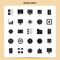 Solid 25 Online Survey Icon set Vector Glyph Style Design Black Icons Set Web and Mobile Business ideas design Vector Illustration