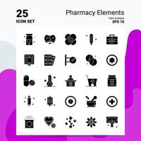 25 Pharmacy Elements Icon Set 100 Editable EPS 10 Files Business Logo Concept Ideas Solid Glyph icon design vector