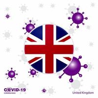 Pray For United Kingdom COVID19 Coronavirus Typography Flag Stay home Stay Healthy Take care of your own health vector