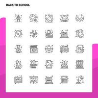 conjunto de iconos de línea de regreso a la escuela conjunto de 25 iconos diseño de estilo minimalista vectorial conjunto de iconos negros paquete de pictogramas lineales vector