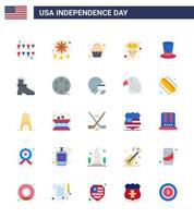 conjunto de 25 iconos del día de estados unidos símbolos americanos signos del día de la independencia para el día de la fiesta del sombrero de estados unidos elementos de diseño vectorial del día de estados unidos editables nativos americanos vector