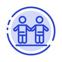 mejores amigos grupo de amistad línea punteada azul icono de línea vector