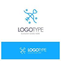 Archery Love Marriage Wedding Blue Outline Logo Place for Tagline vector