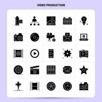 conjunto de iconos de producción de video sólido 25 diseño de estilo de glifo vectorial conjunto de iconos negros diseño de ideas de negocios web y móvil ilustración vectorial vector