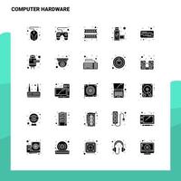 25 conjunto de iconos de hardware de computadora plantilla de ilustración de vector de icono de glifo sólido para ideas web y móviles para empresa comercial