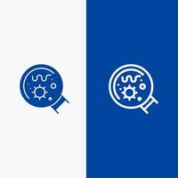 Germs Laboratory Magnifier Science Line and Glyph Solid icon Blue banner Line and Glyph Solid icon Blue banner vector