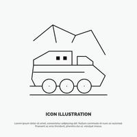 Exploration Planet Rover Surface Transport Line Icon Vector